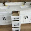 60" White Shaker Double Sink Bathroom Vanity Base Cabinet