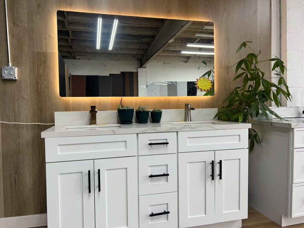 60" White Shaker Double Sink Bathroom Vanity Base Cabinet