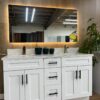 60" White Shaker Double Sink Bathroom Vanity Base Cabinet