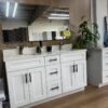 60" White Shaker Double Sink Bathroom Vanity Base Cabinet
