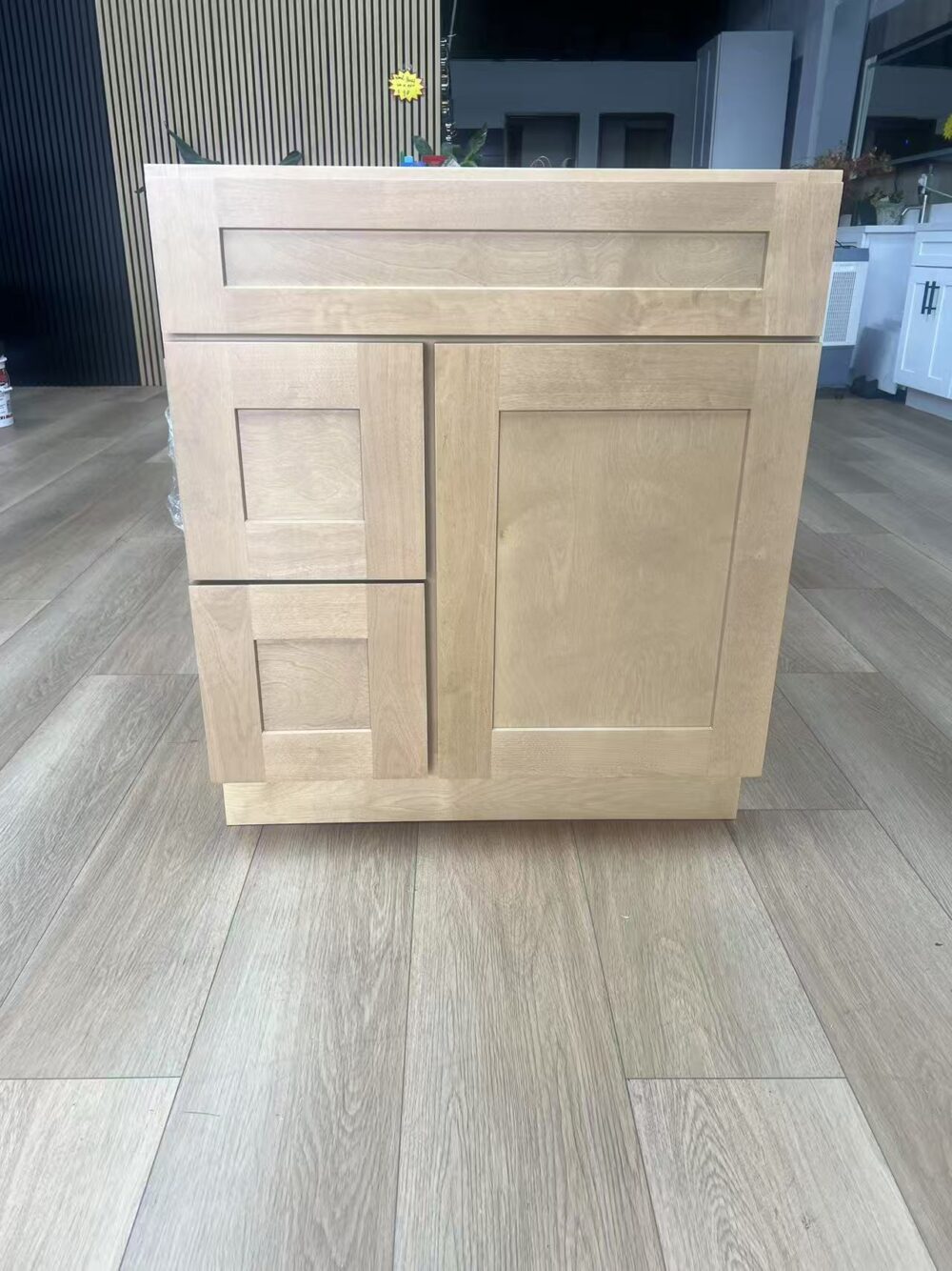 Weixin Image_20250516100701 30" Natural Oak Shaker Single Sink Bathroom Vanity Base Cabinet