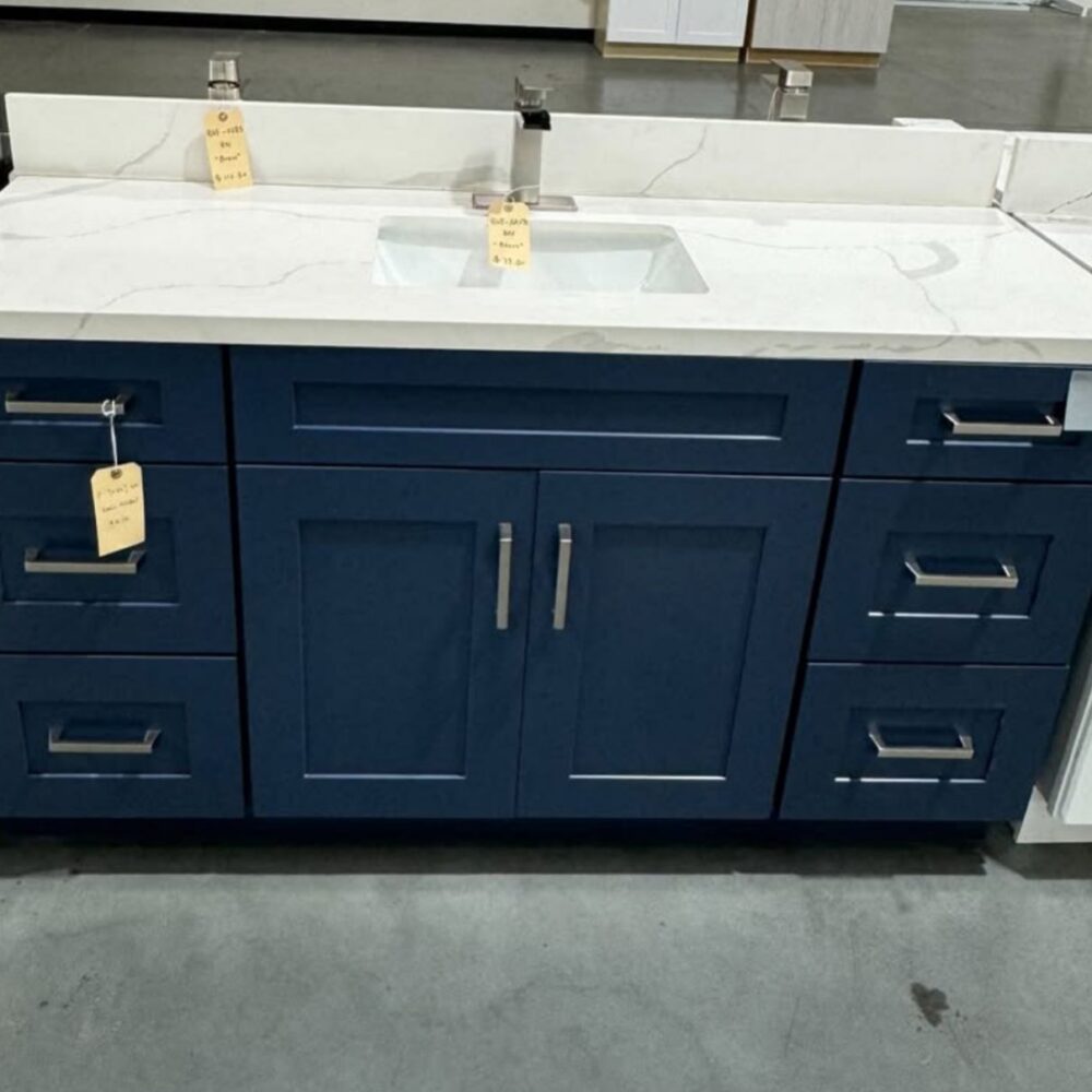 48" Navy Blue Shaker Single Sink Bathroom Vanity Base Cabinet