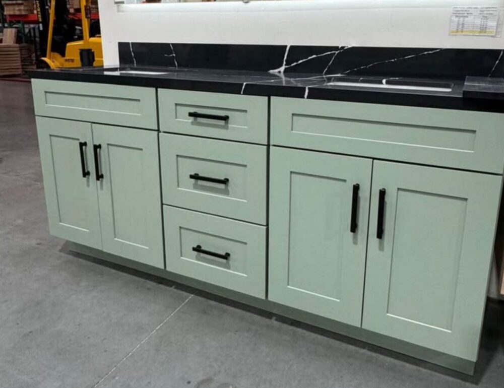 60" Sage Green Shaker Double Sink Bathroom Vanity Base Cabinet