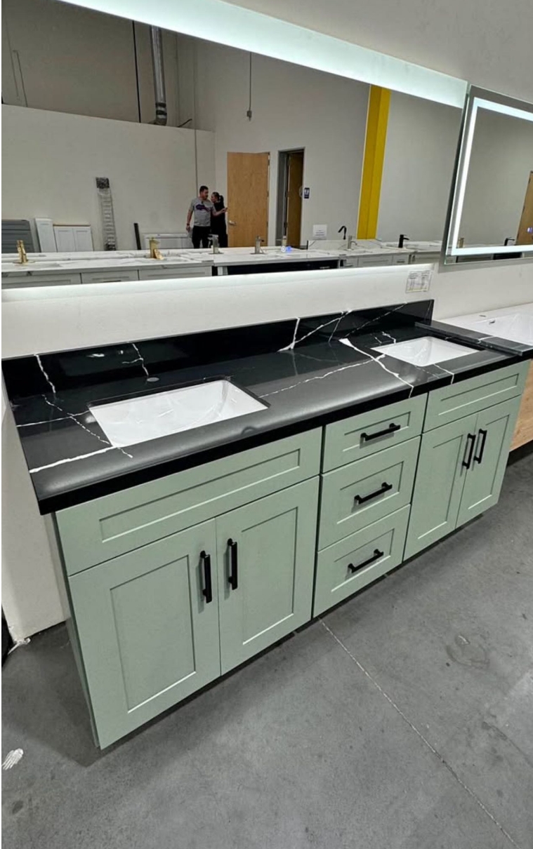 60" Sage Green Shaker Double Sink Bathroom Vanity Base Cabinet