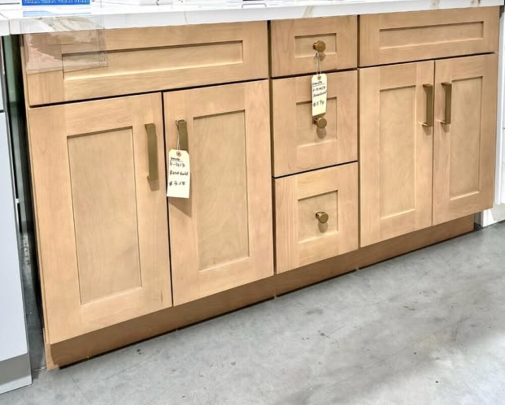 60" Natural Oak Shaker Double Sink Bathroom Vanity Base Cabinet