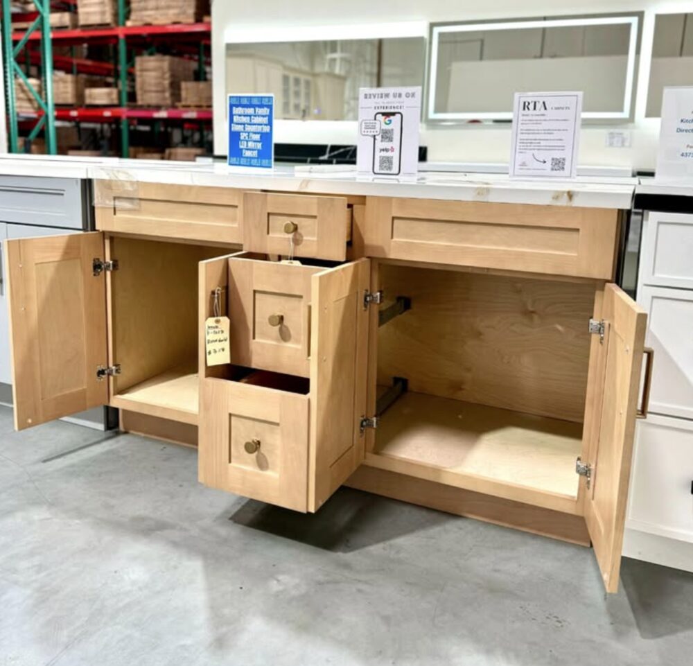 60" Natural Oak Shaker Double Sink Bathroom Vanity Base Cabinet