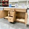 60" Natural Oak Shaker Double Sink Bathroom Vanity Base Cabinet