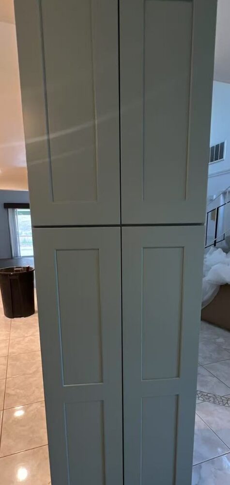 24" Sage Green Shaker Tall Pantry Storage Cabinet with Soft Close Doors