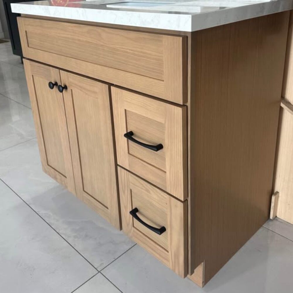 36" Natural Oak Shaker Single Sink Bathroom Vanity Base Cabinet