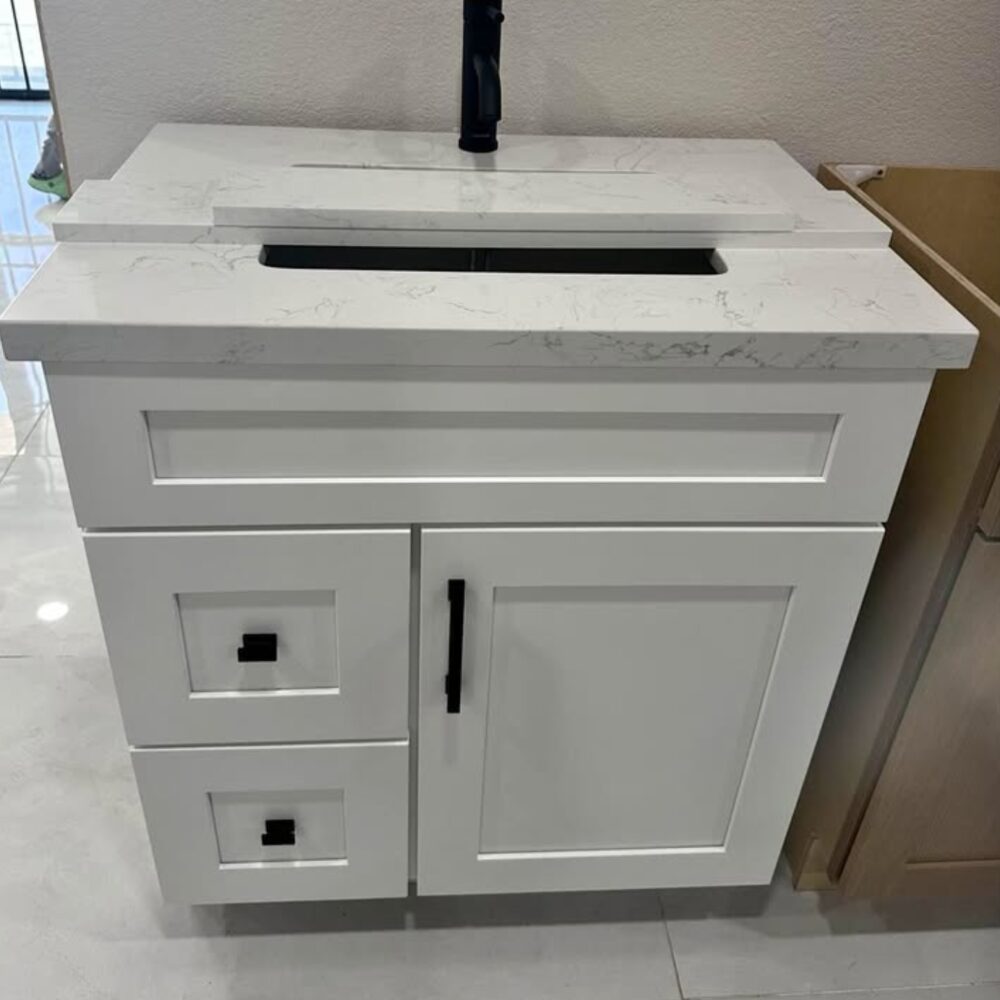 30" White Shaker Single Sink Bathroom Vanity Base Cabinet