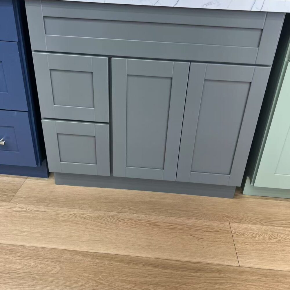 36" Matte Grey Shaker Single Sink Bathroom Vanity Base Cabinet