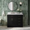 Contemporary Black Wood Vanity Base with Dovetail Drawers for Bathroom Renovation