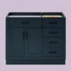 Modern Navy Solid Wood Vanity Base with Dovetail Drawers for Bathroom Remodel