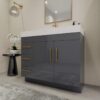 1 Luxury Dark Grey Gloss Vanity Cabinet with Soft-Close Storage for Modern Bathroom Renovation