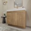 Farmhouse Oak Vanity Cabinet with Soft-Close Storage for Scandinavian & Rustic Bathroom Renovation