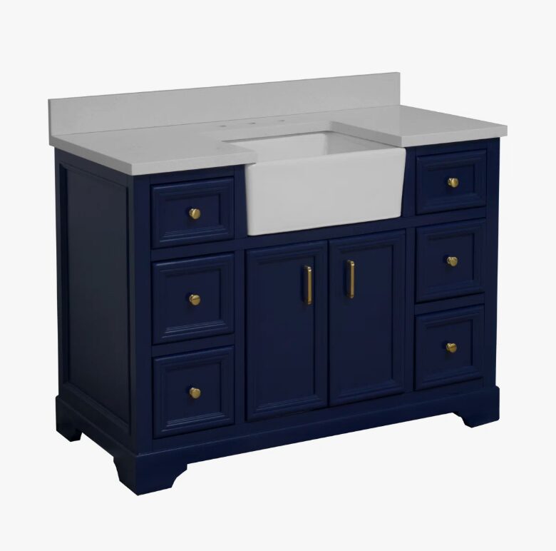 1 Elegant Navy Farmhouse Vanity with Ample Storage for Modern & Classic Bathroom Remodel