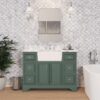 Sage Green Apron Sink Farmhouse Vanity with Marble Top
