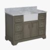 1 Neutral Grey Farmhouse Vanity with Ample Storage for Transitional Bathroom Renovation