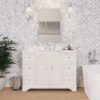 Classic White Farmhouse Vanity with Large Storage for All-Style Bathroom Remodel