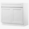 1 Freestanding White Recessed Panel Vanity Base Cabinet with Adjustable Storage Shelves