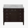 Classic Espresso Wooden Vanity Cabinet with Carrara Marble Top for Farmhouse & Transitional Bath Renovation