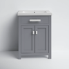 1 Compact Gray Shaker Bathroom Vanity with Single Drawer & Double Storage Doors
