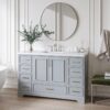 1 Spacious Light Gray Bathroom Vanity with Brushed Nickel Hardware & Massive Soft-Close Storage