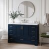 Luxury Navy Bathroom Vanity with Brushed Gold Pulls & Ample Soft-Close Storage