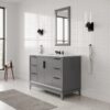 1 Sleek Gray Freestanding Bathroom Vanity with Large Soft-Close Storage & Marble Countertop