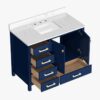 1 Upscale Navy Bathroom Vanity Cabinet with Gold Hardware & Ample Soft-Close Storage for Contemporary Bath Remodel