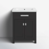 Space-Saving Black Shaker Bathroom Vanity with Single Drawer & Double Storage Doors