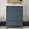 1 Large Storage Slate Blue Bathroom Vanity with Soft-Close Drawers & Single Storage Door