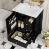 1 Spacious Storage Black Bathroom Vanity with Soft-Close Drawers & Single Cabinet Door
