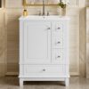 1 Organized Storage White Bathroom Vanity with Soft-Close Drawers & Door Storage Rack