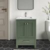 1 Modern Sage Green Bathroom Vanity with Double Soft-Close Doors & Large Storage Drawer