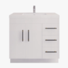 Minimalist Gloss White Bathroom Vanity with Separate Storage Zones & Full Soft-Close System
