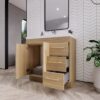 Dual-Zone Storage Oak Bathroom Vanity with Full Soft-Close Drawers & Cabinet Doors