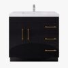 Luxury Split Storage Black Gloss Vanity with Full Soft-Close Drawers & Cabinet Door