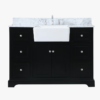 1 Transitional Matte Black Farm Vanity with Soft-Close Hardware & Natural Marble Countertop