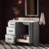 42" Modern Light Gray Bathroom Vanity Cabinet with Matte Black Bar Pulls & Classified Storage