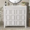 1 36" Rustic White Shaker Bathroom Vanity Cabinet with Vintage Distressed Wood Finish