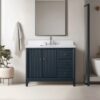 Contemporary Reeded Wood Bathroom Vanity with Split Storage & Full Anti-Slam Soft-Close Hardware