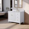 Contemporary Reeded Wood Bathroom Vanity with Split Storage Layout & Full Anti-Slam Soft-Close Hardware