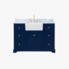 Transitional Navy Blue Freestanding Bathroom Vanity with Full Soft-Close Hardware & Natural Marble Countertop
