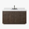 Contemporary Dark Oak Single Sink Vanity with Full Soft-Close Hardware & Large Internal Shelving
