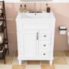 Classic White Bathroom Vanity with Soft Close Drawers Multi-Zone Storage & Decorative Wood Legs