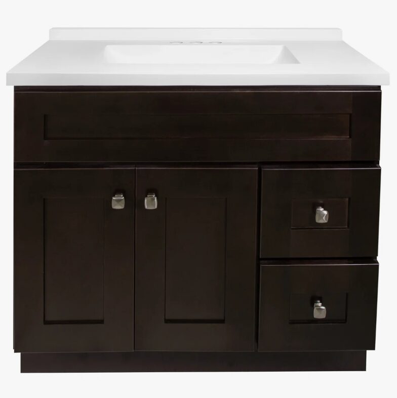 Classic Shaker Espresso Bathroom Vanity Soft Close Drawers Spacious Organized Storage
