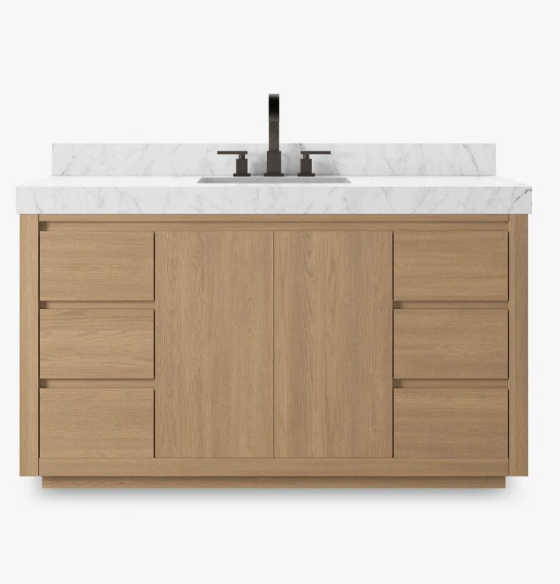 Contemporary Oak Single Sink Vanity with Full Soft-Close Hardware & Spacious Interior Storage