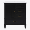 1 Vintage Traditional Black Bathroom Vanity Soft Close Drawers Large Split Storage Layout