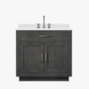 Contemporary Dark Oak Bathroom Vanity Soft Close Cabinet Doors Spacious Internal Storage